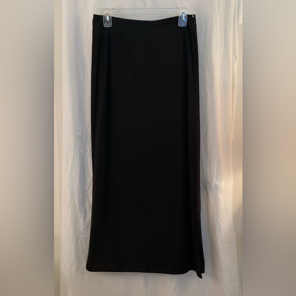 Amanda Smith Petite Black Flowy Wrap Around Maxi Skirt Size PL